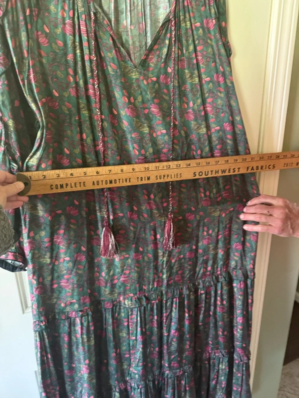 NATURAL LIFE Green Maxi Dress with Pink Floral Print - Picture 7 of 10